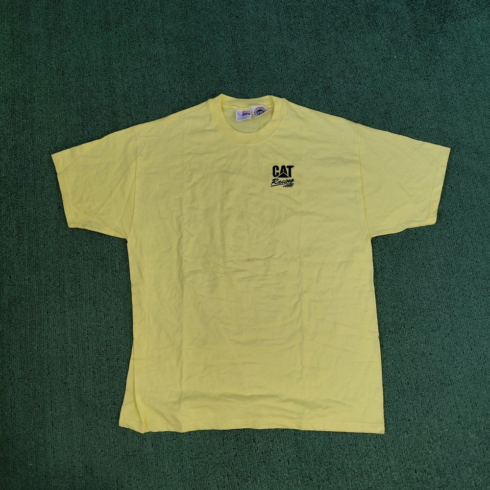 VINTAGE Cat Racing Embroidered T Shirt Size XL
